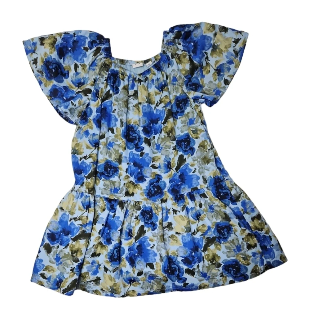 GAP Kids Girls Floral Dress Size Small 6-7 years Blue Green